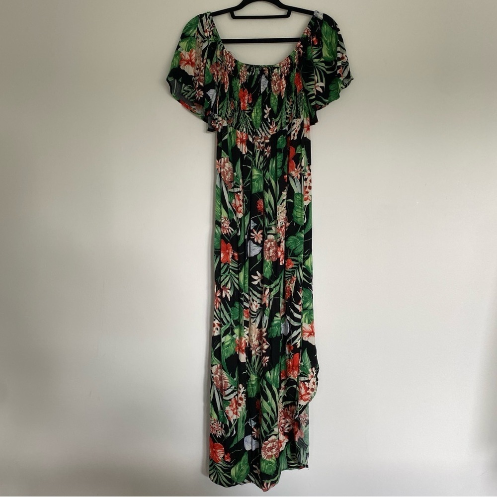 Blu Pepper Green and Black Flutter Sleeve Sundress - Picture 2 of 6